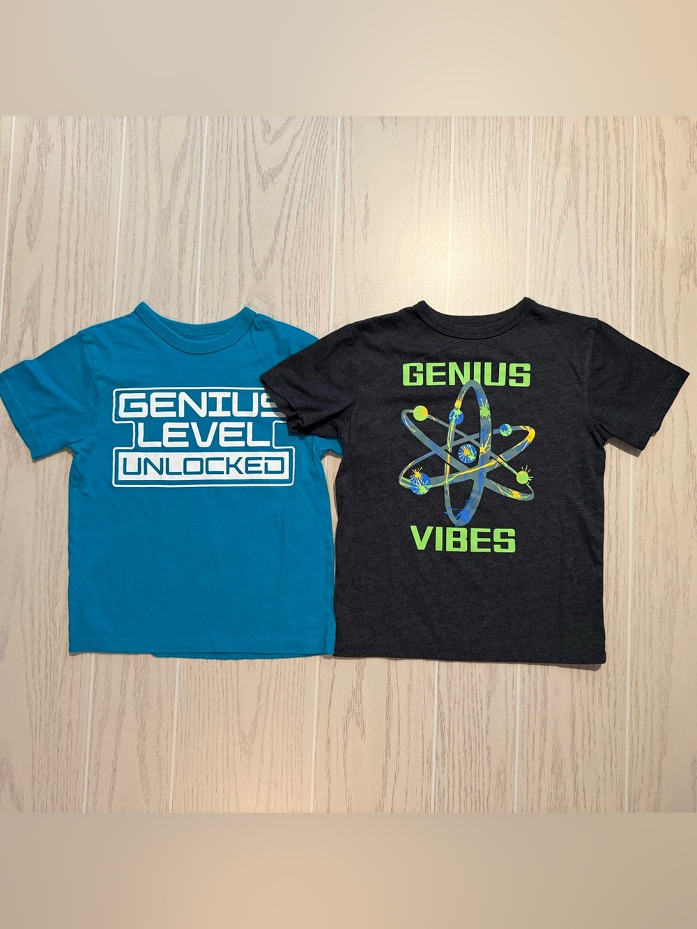 The Children’s Place Boys Size XS‎ 4 Tee Bundle Blue Gray Genius Science Shirts